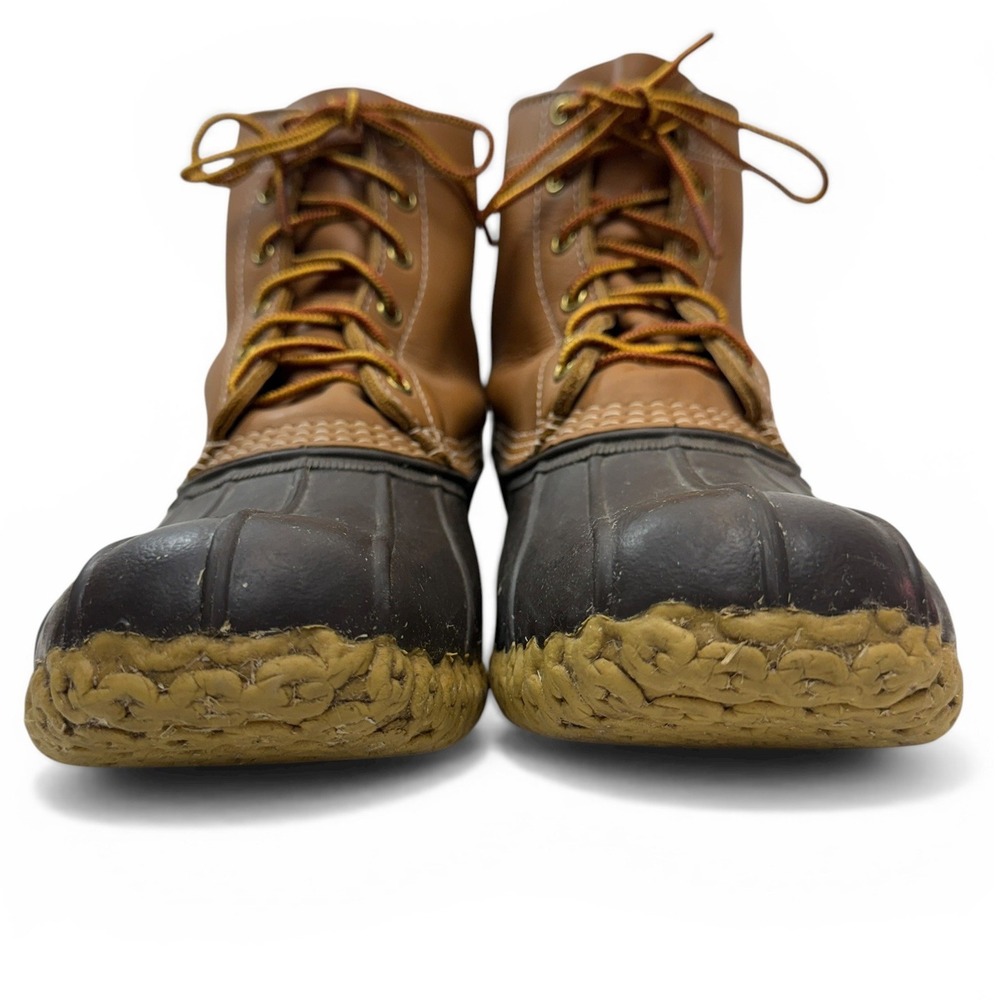 LL Bean 8" Bean Boots Mens 12M Tan Waterproof Leather Duck Boots Made in USA - Picture 8 of 9